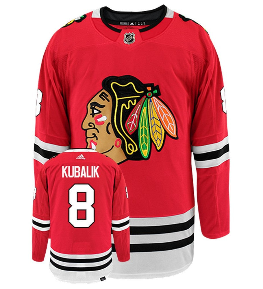 Dominik Kubalik Chicago Blackhawks Adidas Primegreen Authentic Home NHL Hockey Jersey - Front/Back View