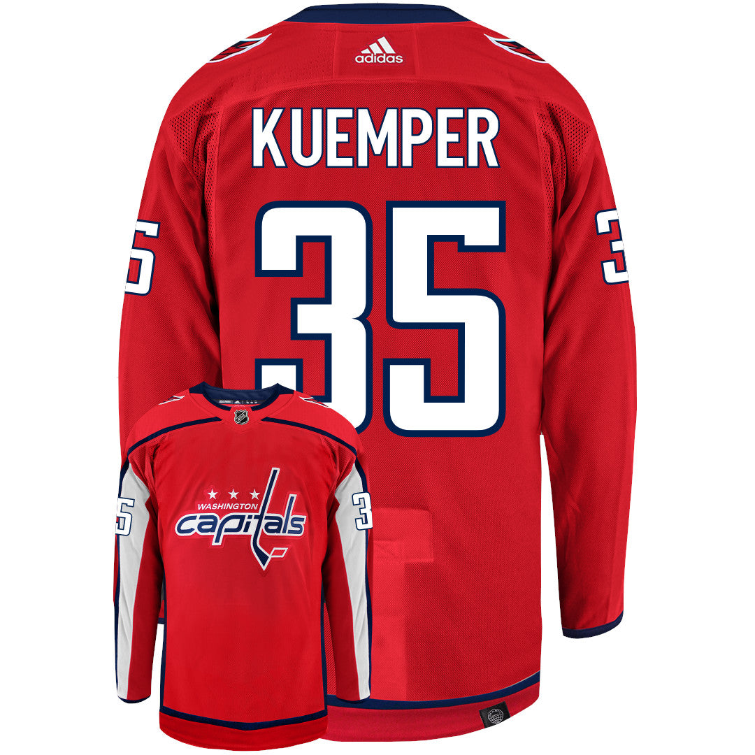 Darcy Kuemper Washington Capitals Adidas Primegreen Authentic NHL Hockey Jersey - Back/Front View