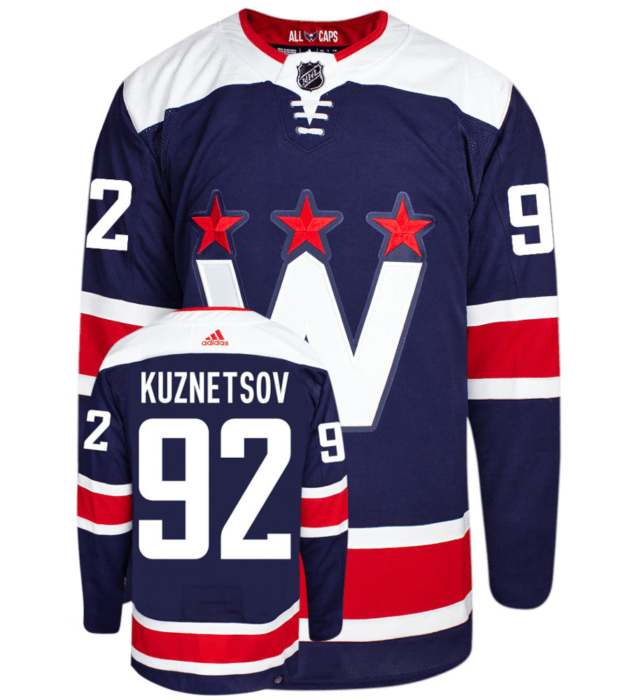 Evgeny Kuznetsov Washington Capitals Adidas Primegreen Authentic Alternate NHL Hockey Jersey - Front/Back View