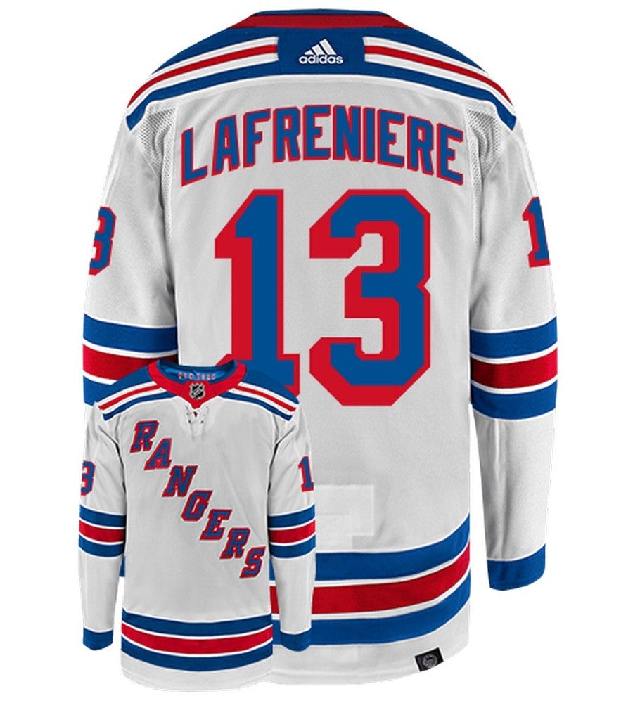 Alexei Lafreniere New York Rangers Adidas Primegreen Authentic Away NHL Hockey Jersey - Back/Front View