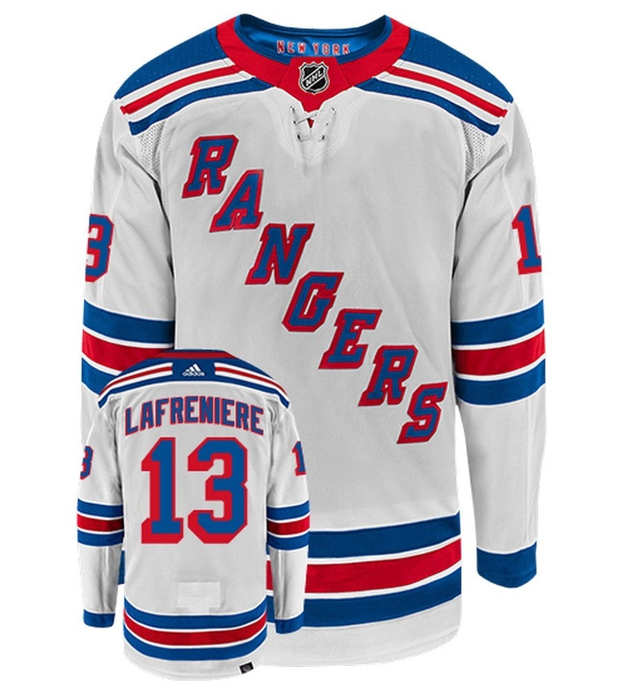 Alexei Lafreniere New York Rangers Adidas Primegreen Authentic Away NHL Hockey Jersey - Front/Back View