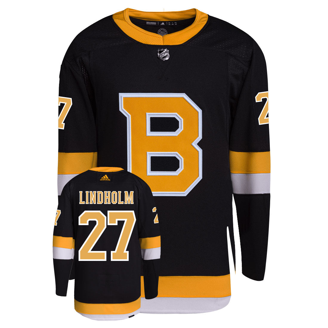 Hampus Lindholm Boston Bruins Adidas Primegreen Authentic Third Alternate NHL Hockey Jersey - Front/Back View