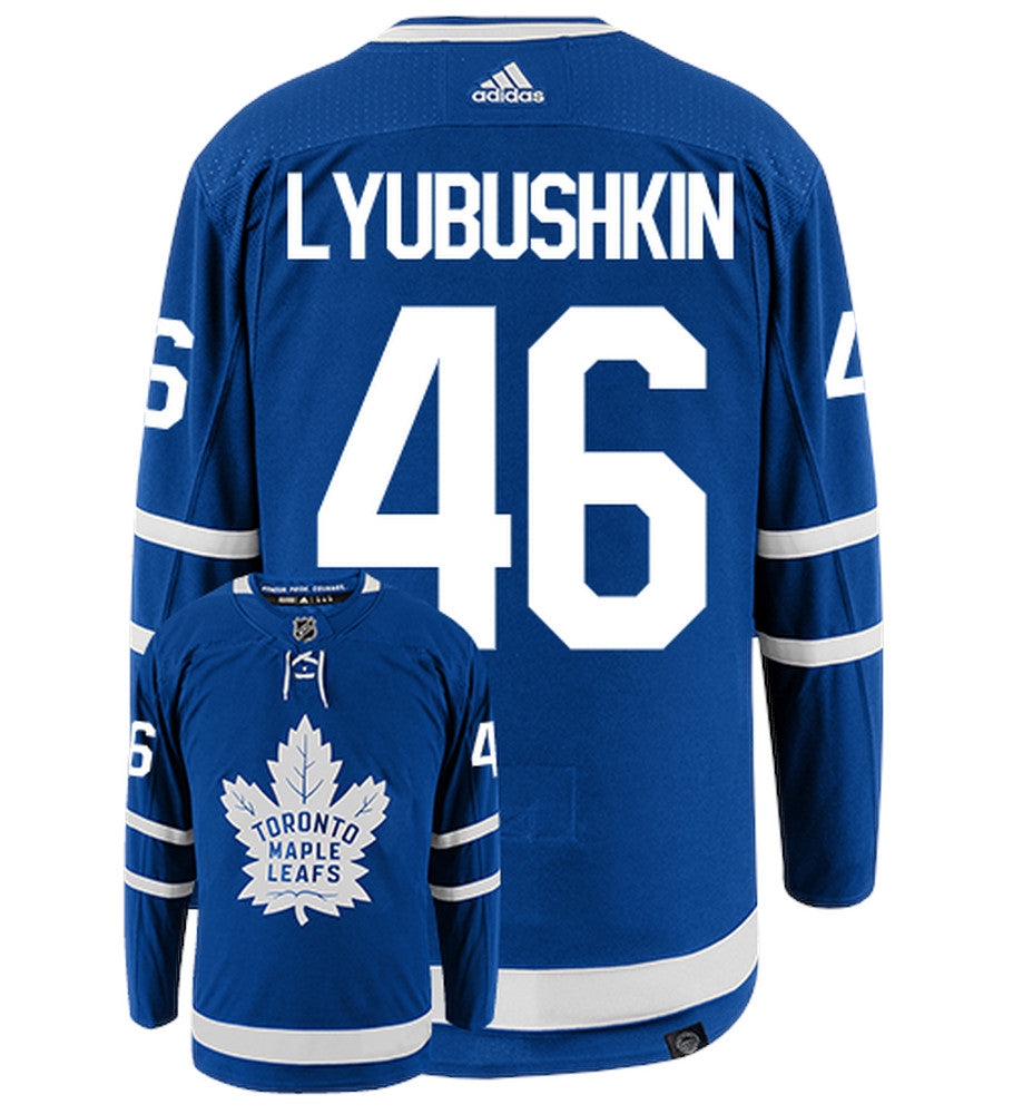 Ilya Lybushkin Toronto Maple Leafs Adidas Primegreen Authentic NHL Hockey Jersey - Back/Front View