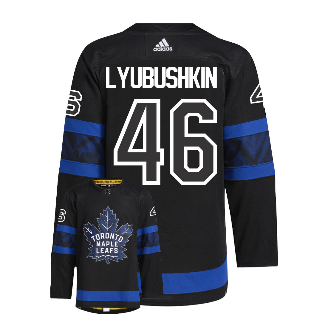 Ilya Lybushkin Toronto Maple Leafs Adidas Primegreen Authentic NHL Hockey Jersey - Back/Front View