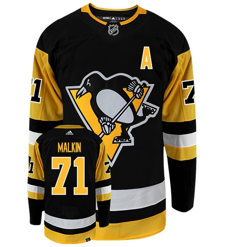 Evgeni Malkin Pittsburgh Penguins Adidas Primegreen Authentic Home NHL Hockey Jersey - Front/Back View