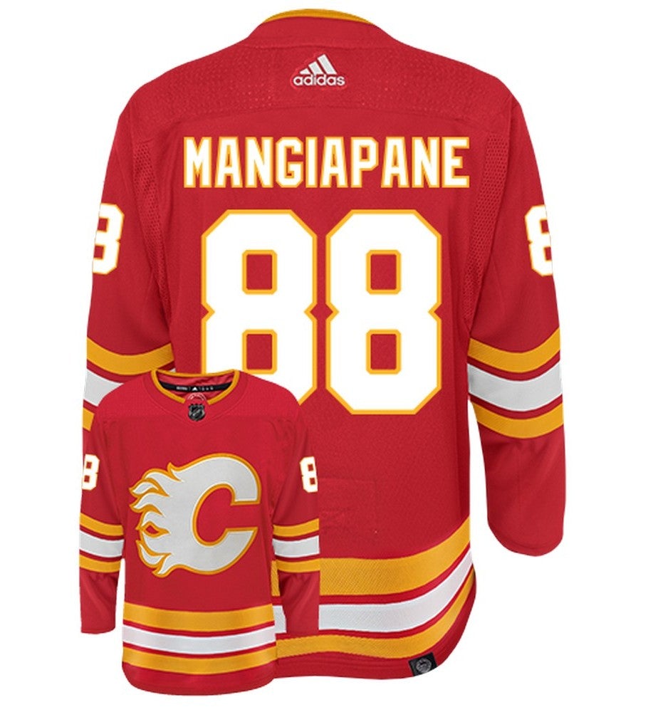 Andrew Mangiapane Calgary Flames Adidas Primegreen Authentic Home NHL Hockey Jersey - Back/Front View