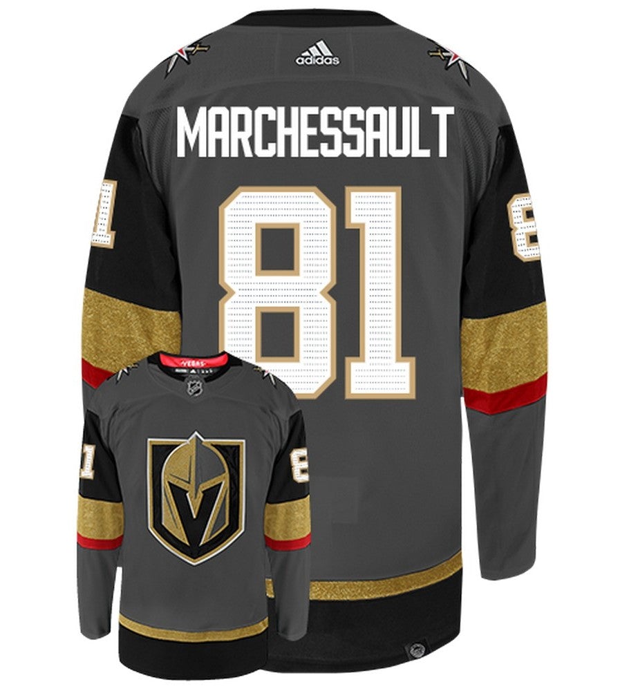 Jonathan Marchessault Vegas Golden Knights Adidas Primegreen Authentic Home NHL Hockey Jersey - Back/Front View