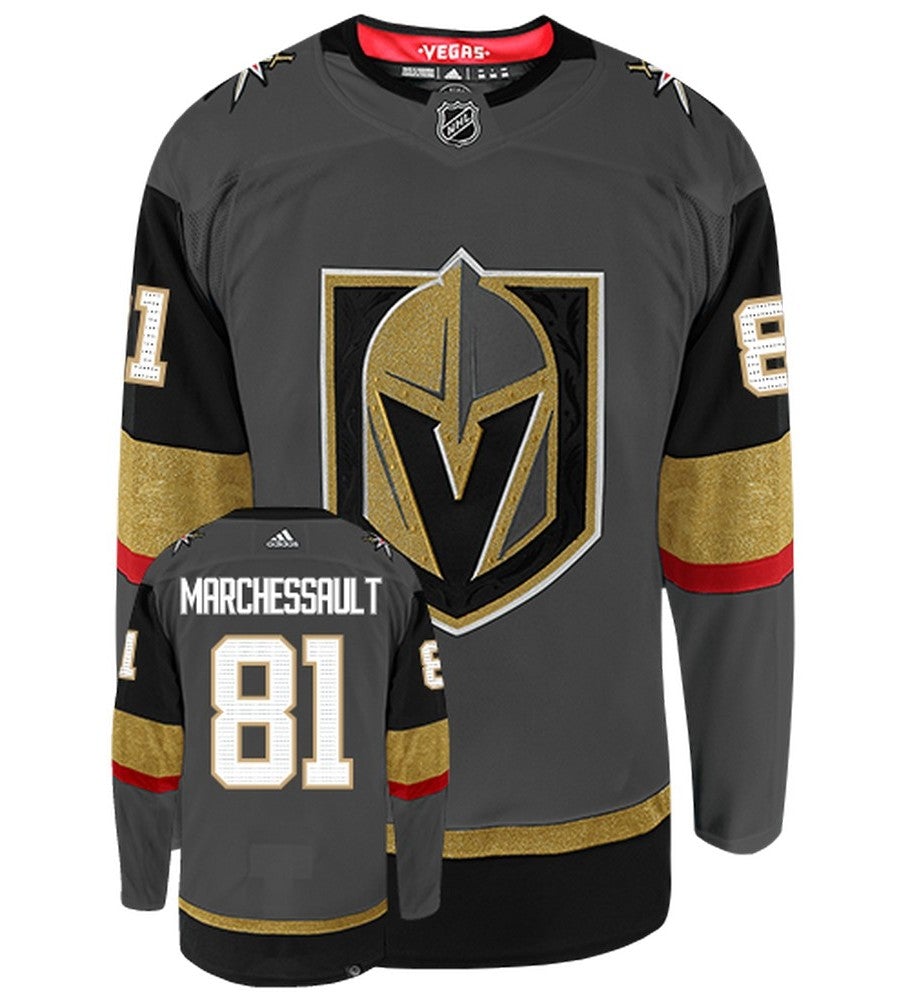 Jonathan Marchessault Vegas Golden Knights Adidas Primegreen Authentic Home NHL Hockey Jersey - Front/Back View