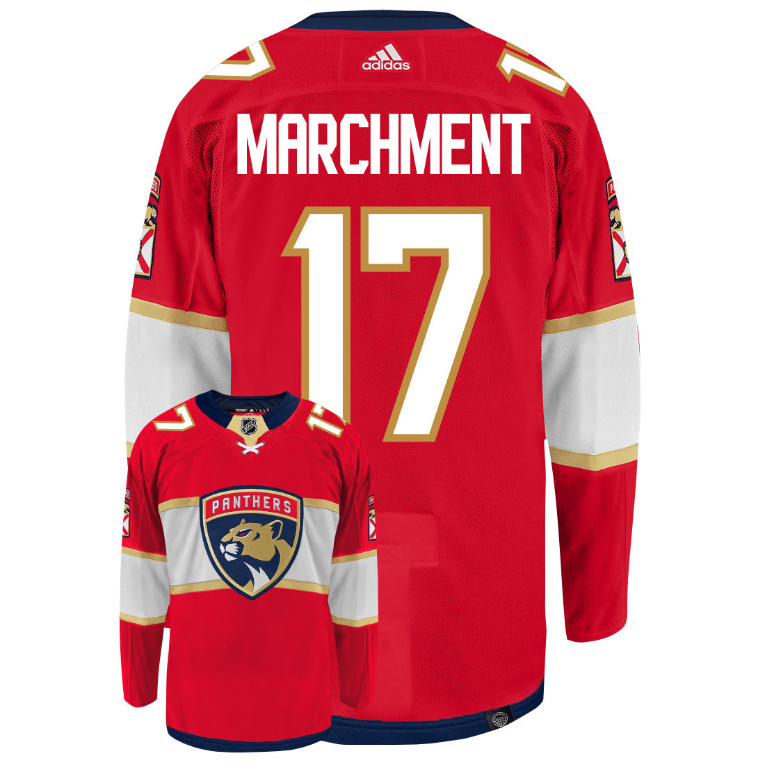 Mason Marchment Florida Panthers Adidas Primegreen Authentic NHL Hockey Jersey - Back/Front View