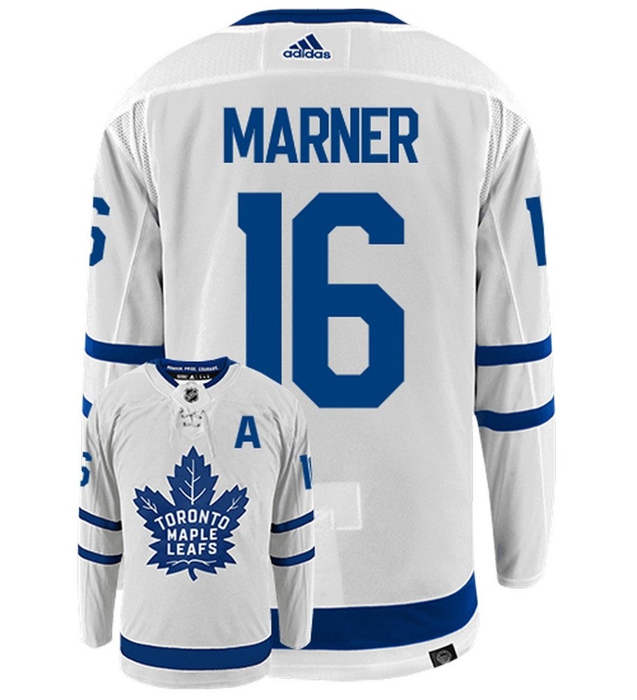 Mitch Marner Toronto Maple Leafs Adidas Primegreen Authentic Away NHL Hockey Jersey - Back/Front View