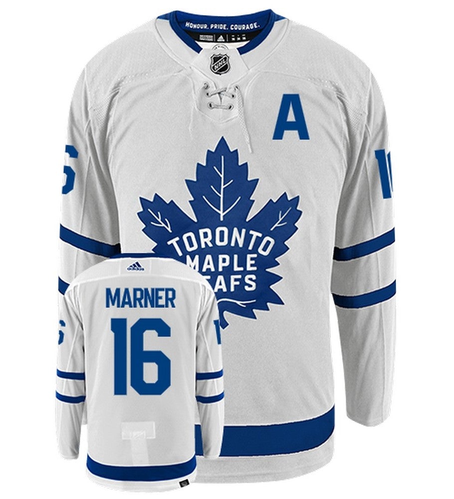 Mitch Marner Toronto Maple Leafs Adidas Primegreen Authentic Away NHL Hockey Jersey - Front/Back View