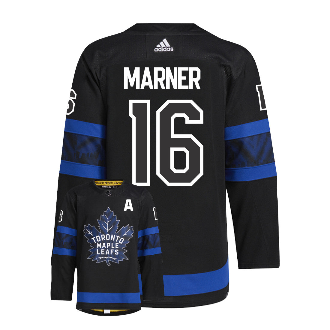 Mitch Marner Toronto Maple Leafs Adidas Primegreen Authentic Third Alternate NHL Hockey Jersey - Back/Front View