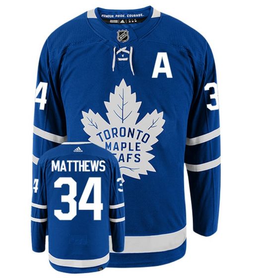 Auston Matthews Toronto Maple Leafs Adidas Primegreen Authentic Home NHL Hockey Jersey - Back/Front View