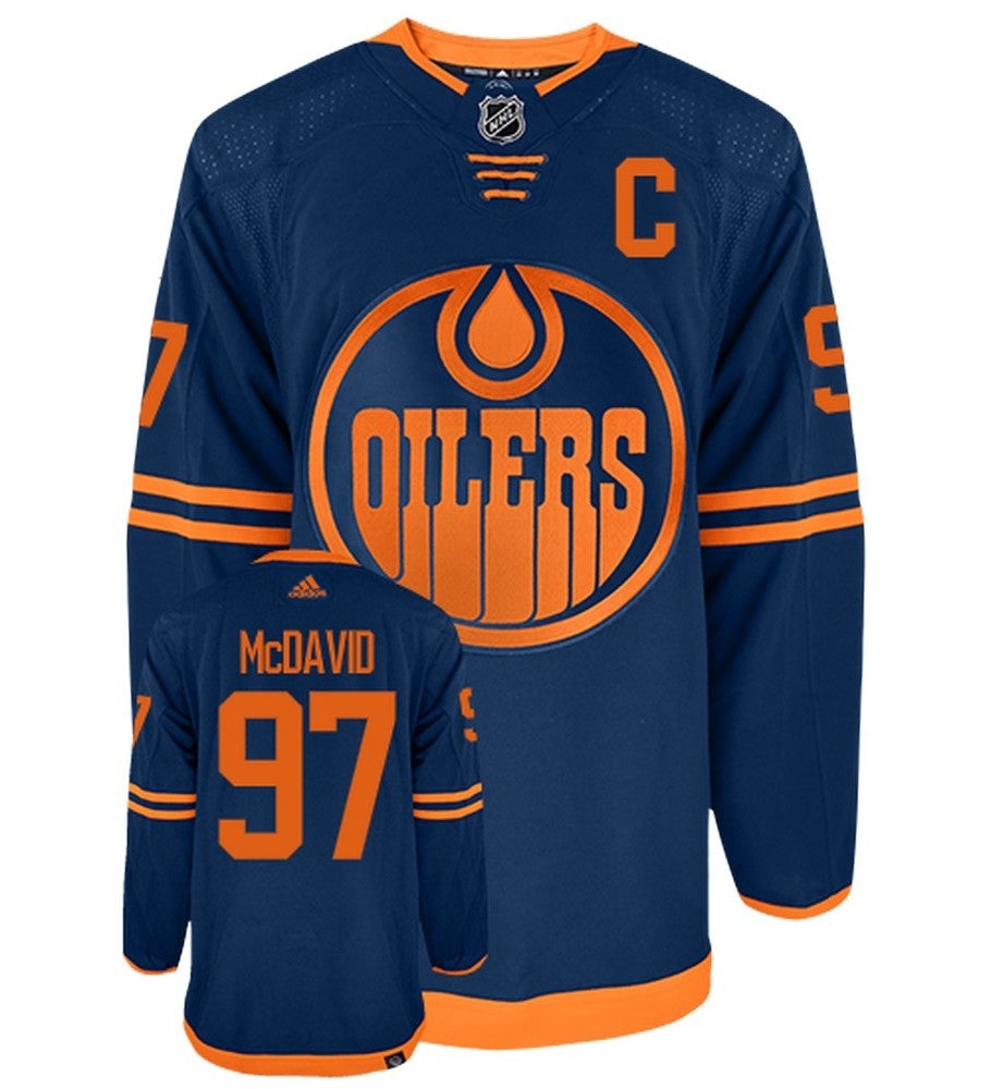 Connor McDavid Edmonton Oilers Adidas Primegreen Authentic Third Alternate NHL Hockey Jersey - Front/Back View