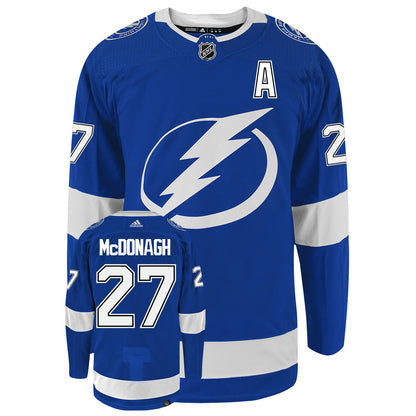 Ryan McDonagh Tampa Bay Lightning Adidas Primegreen Authentic NHL Hockey Jersey - Front/Back View