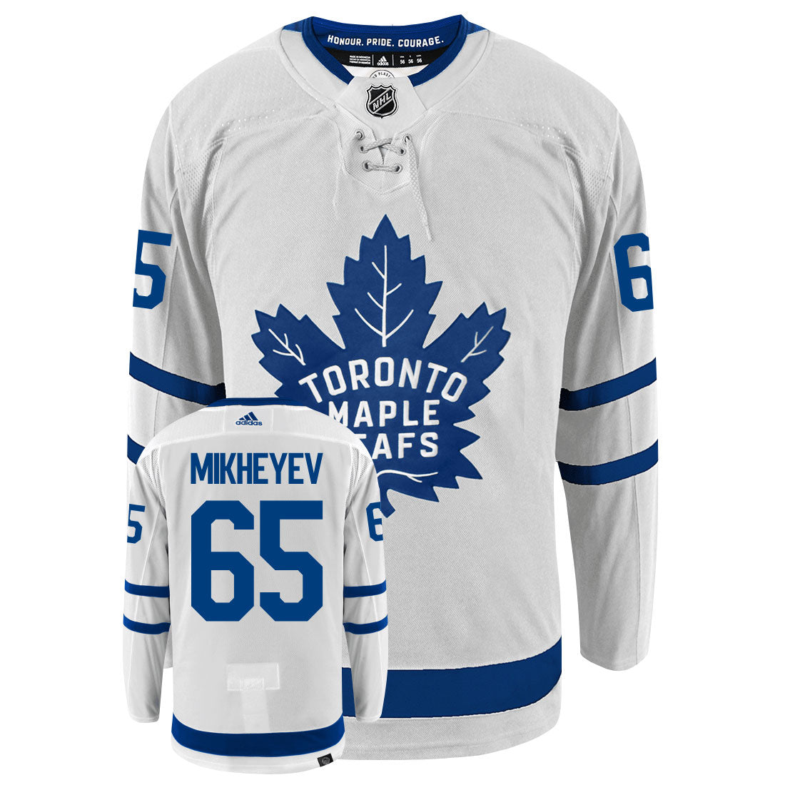 Ilya Mikheyev Toronto Maple Leafs Adidas Primegreen Authentic Away NHL Hockey Jersey - Front/Back View