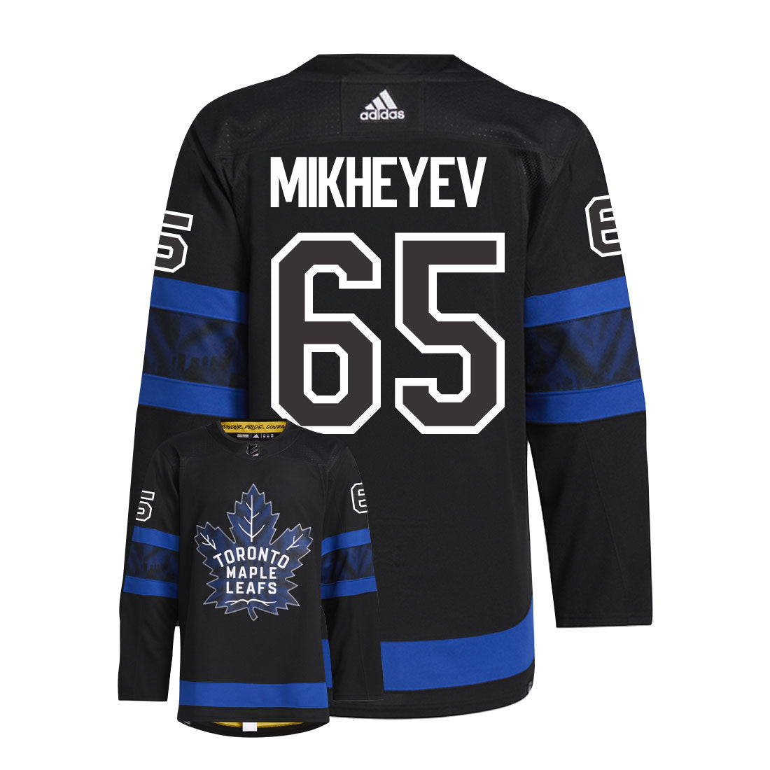 Ilya Mikheyev Toronto Maple Leafs Adidas Primegreen Authentic Third Alternate NHL Hockey Jersey - Back/Front View