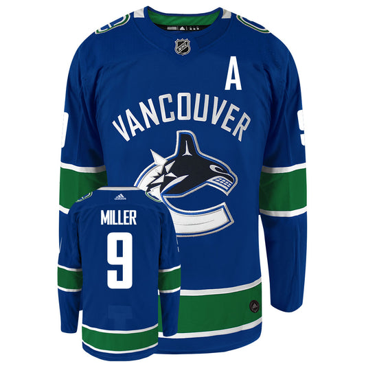 JT Miller Vancouver Canucks Adidas Primegreen Authentic NHL Hockey Jersey - Front/Back View