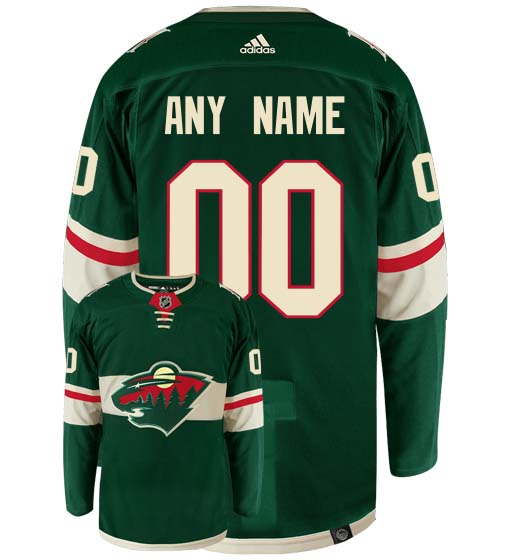 Minnesota Wild Adidas Primegreen Authentic Home NHL Hockey Jersey - Back/Front View
