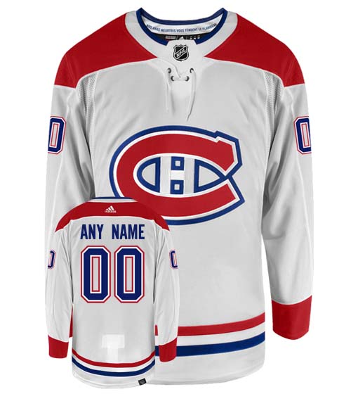 Montreal Canadiens Adidas Primegreen Authentic Away NHL Hockey Jersey - Front/Back View