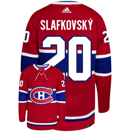 Juraj Slafkovský Montreal Canadiens Adidas Primegreen Authentic Home NHL Hockey Jersey - Back/Front View