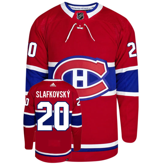Juraj Slafkovský Montreal Canadiens Adidas Primegreen Authentic Home NHL Hockey Jersey - Front/Back View