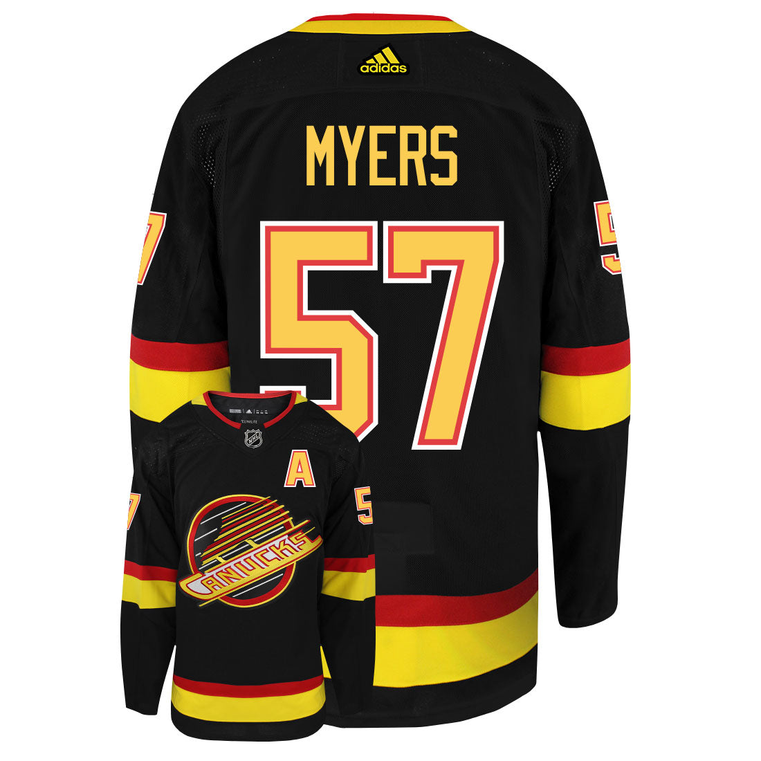Tyler Myers Vancouver Canucks Adidas Primegreen Authentic Third Alternate NHL Hockey Jersey - Back/Front View