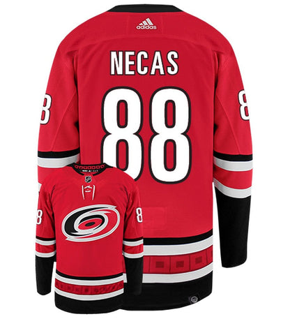 Martin Necas Carolina Hurricanes Adidas Primegreen Authentic Home NHL Hockey Jersey - Back/Front View