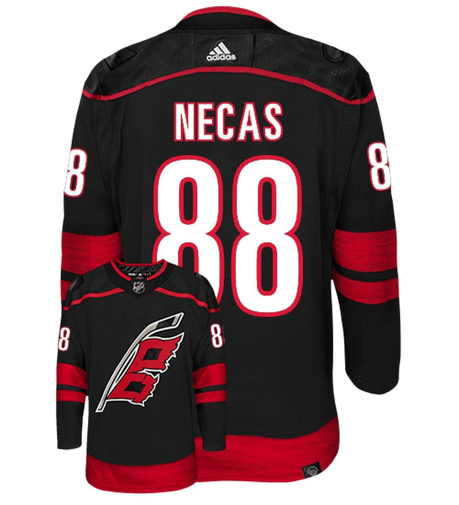 Martin Necas Carolina Hurricanes Adidas Primegreen Authentic Alternate NHL Hockey Jersey - Back/Front View
