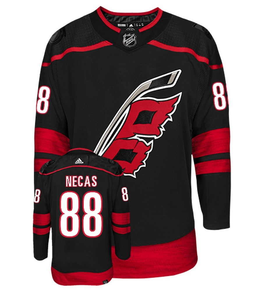 Martin Necas Carolina Hurricanes Adidas Primegreen Authentic Alternate NHL Hockey Jersey - Front/Back View