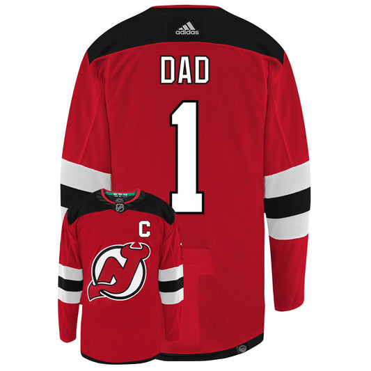 New Jersey Devils Dad Number One Adidas Primegreen Authentic NHL Hockey Jersey - Back/Front View