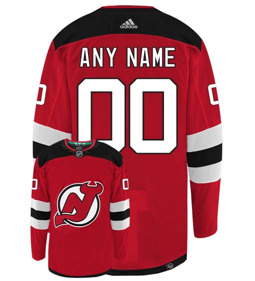New Jersey Devils Adidas Primegreen Authentic Home NHL Hockey Jersey - Back/Front View
