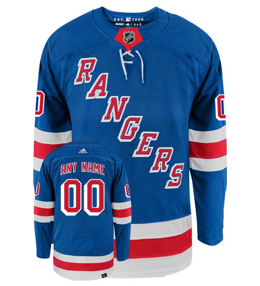 New York Rangers Adidas Primegreen Authentic Home NHL Hockey Jersey - Front/Back View