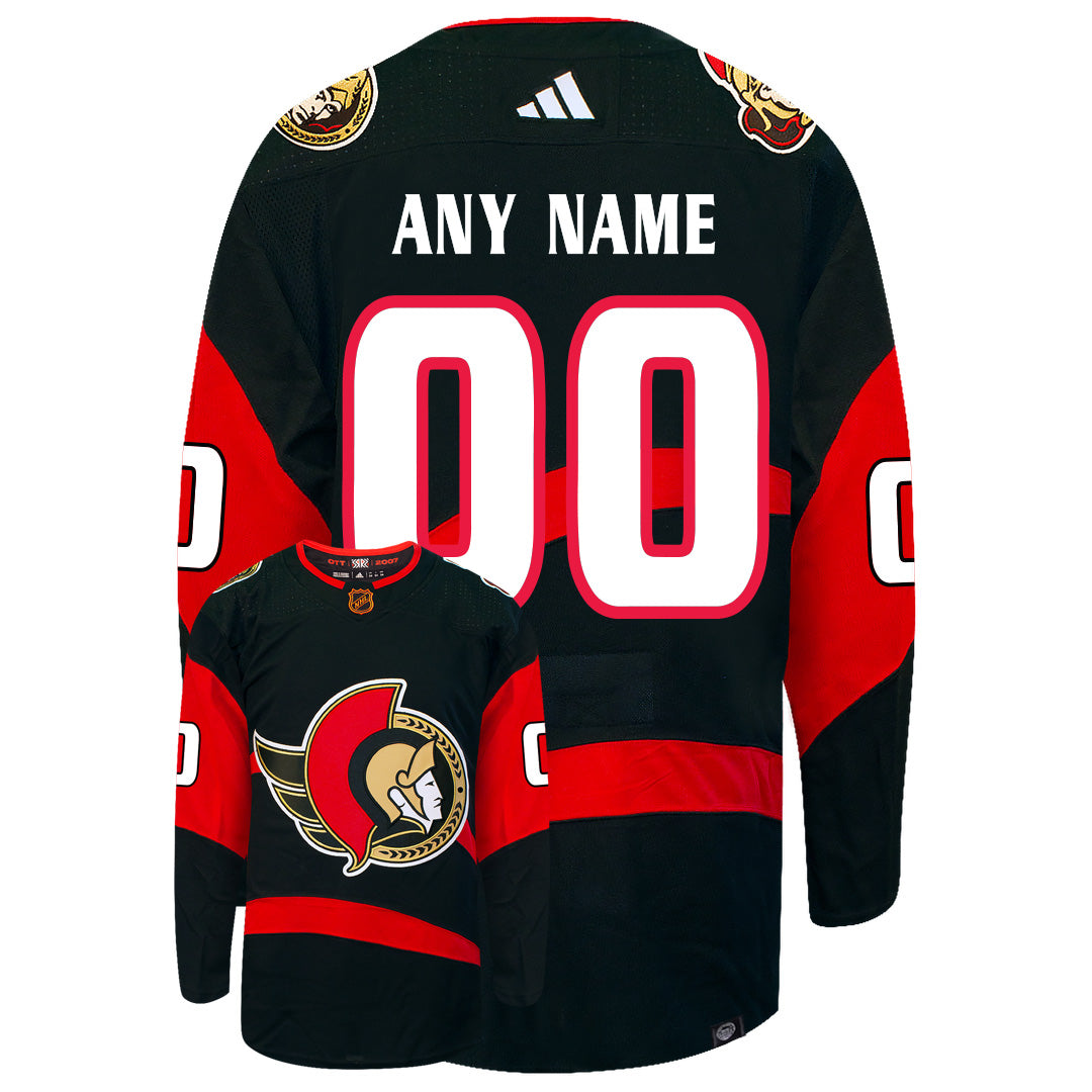 Customizable Ottawa Senators Adidas 2022 Primegreen Reverse Retro Authentic NHL Hockey Jersey