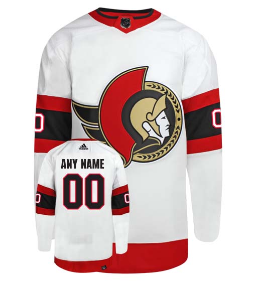 Ottawa Senators Adidas Primegreen Authentic Away NHL Hockey Jersey - Front/Back View