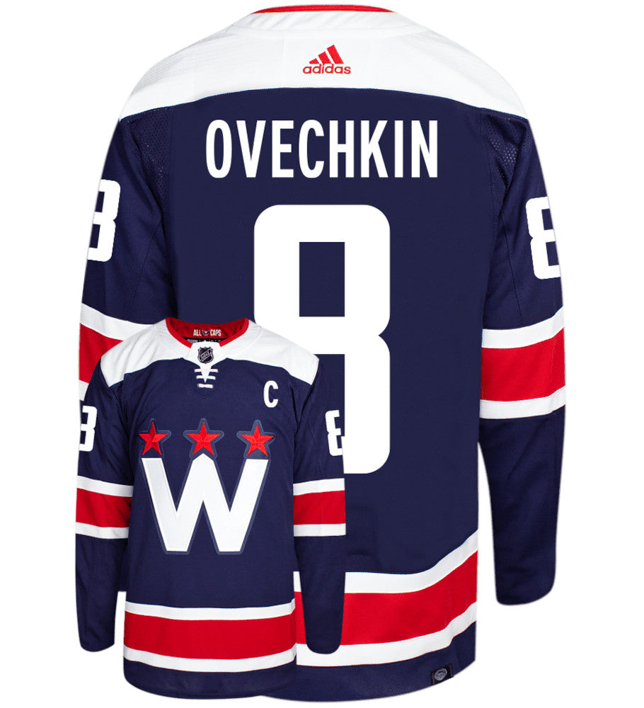 Alex Ovechkin Washington Capitals Adidas Primegreen Authentic Third NHL Hockey Jersey - Back/Front View