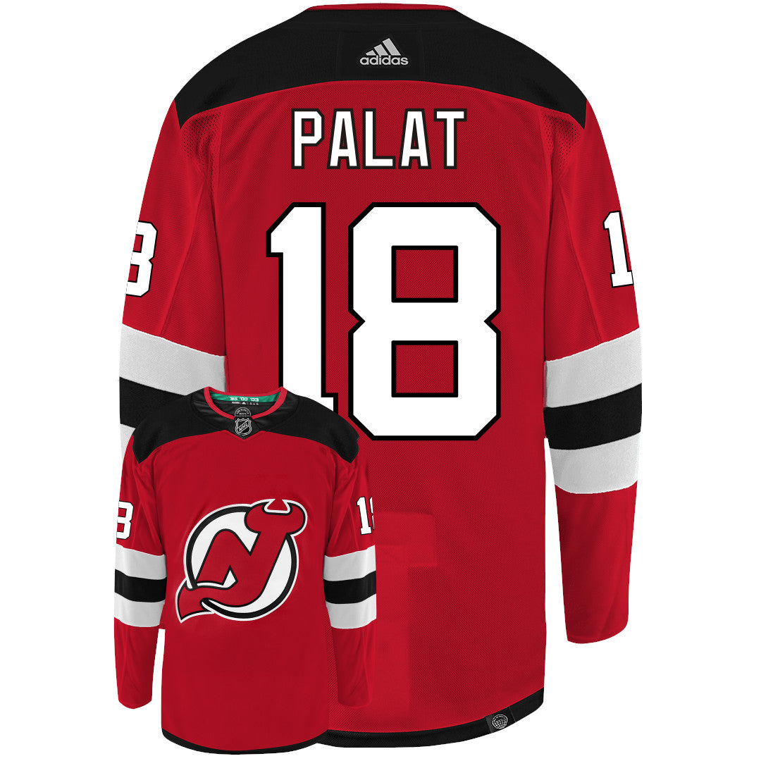 Ondrej Palat New Jersey Devils Adidas Primegreen Authentic NHL Hockey Jersey - Back/Front View
