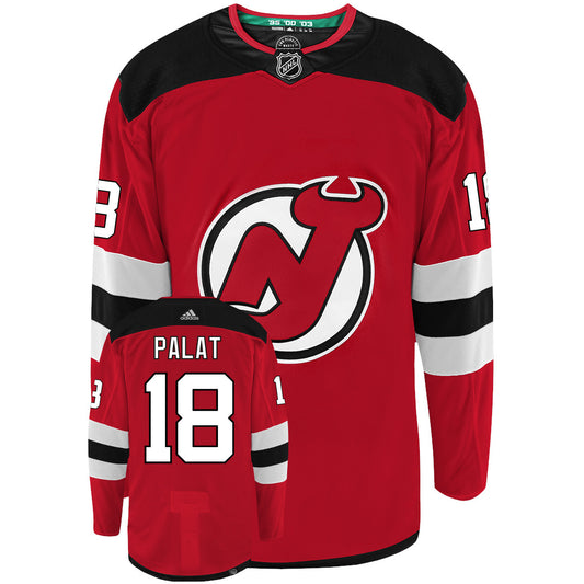 Ondrej Palat New Jersey Devils Adidas Primegreen Authentic NHL Hockey Jersey - Front/Back View