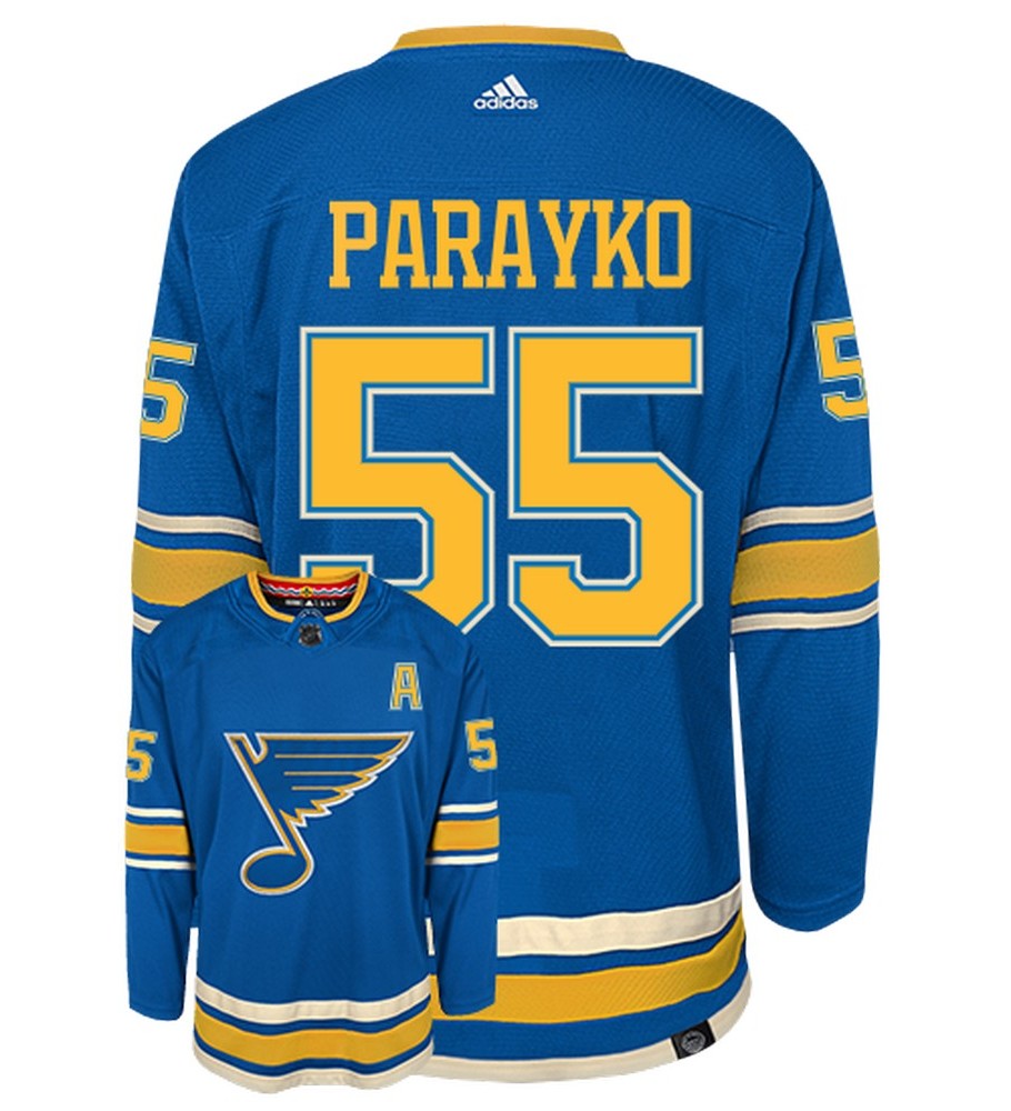 Colton Parayko St Louis Blues Adidas Primegreen Authentic Third Alternate NHL Hockey Jersey - Back/Front View View