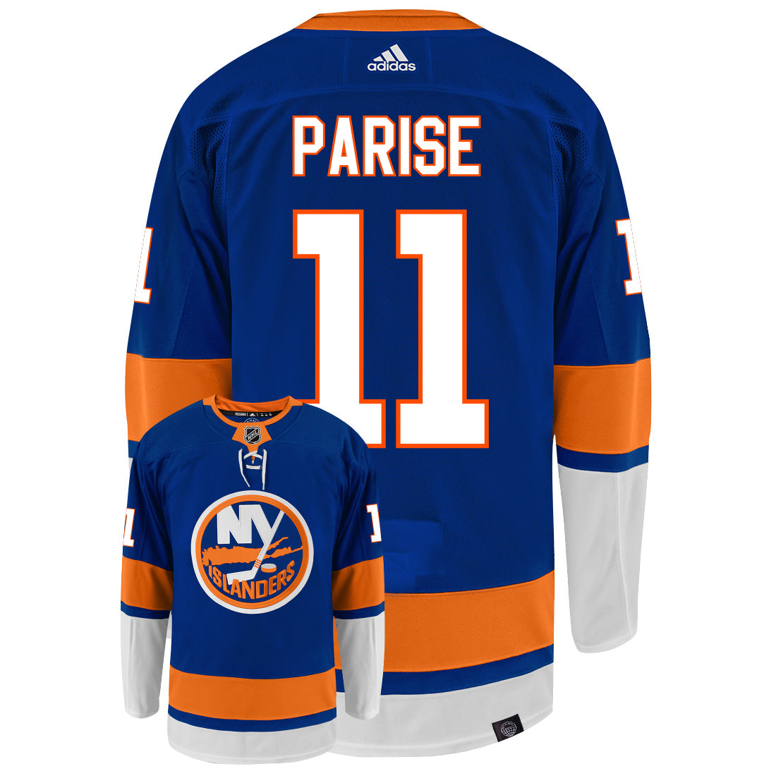 Zach Parise New York Islanders Adidas Primegreen Authentic NHL Hockey Jersey - Back/Front View