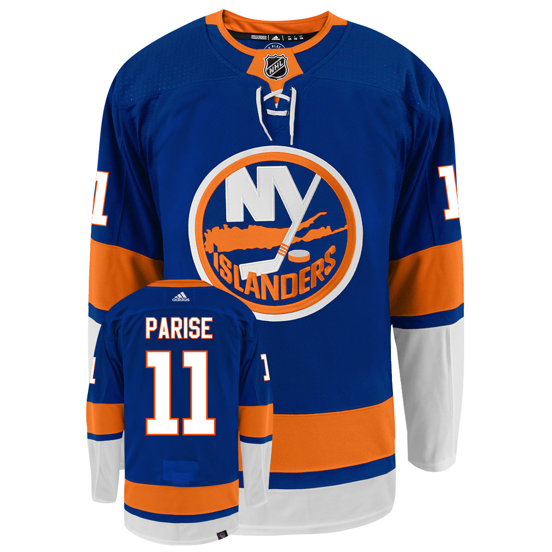 Zach Parise New York Islanders Adidas Primegreen Authentic NHL Hockey Jersey - Front/Back View