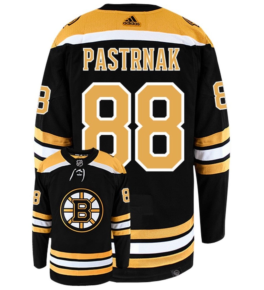 David Pastrnak Boston Bruins Adidas Primegreen Authentic Home NHL Hockey Jersey - Back/Front View