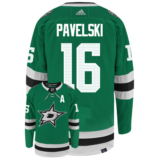 Joe Pavelski Dallas Stars Adidas Primegreen Authentic Home NHL Hockey Jersey - Back/Front View