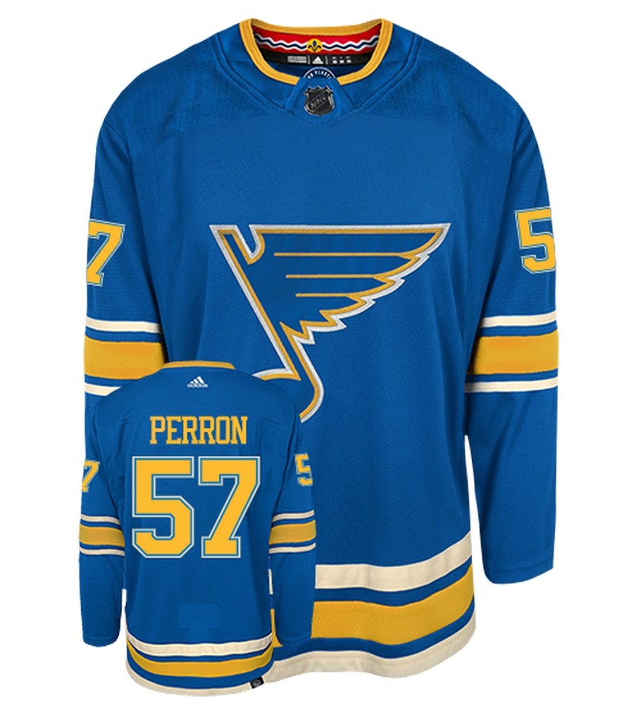 David Perron St Louis Blues Adidas Primegreen Authentic Third Alternate NHL Hockey Jersey - Front/Back View