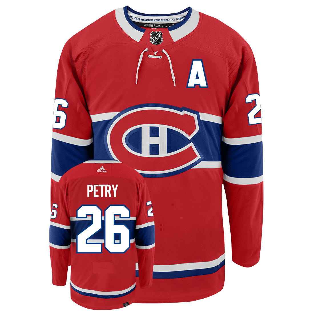 Jeff Petry Montreal Canadiens Adidas Primegreen Authentic Home NHL Hockey Jersey - Front/Back View