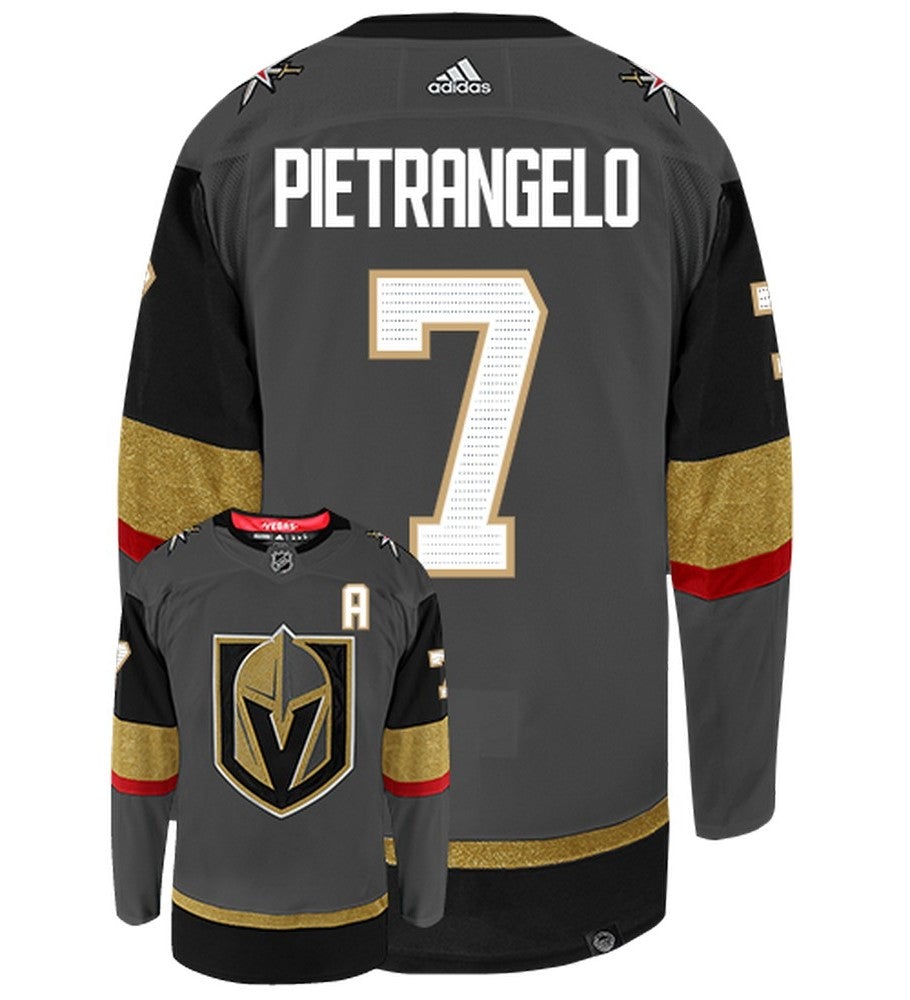 Alex Pietrangelo Vegas Golden Knights Adidas Primegreen Authentic Home NHL Hockey Jersey - Back/Front View