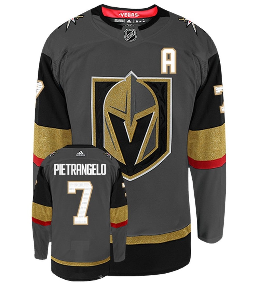 Alex Pietrangelo Vegas Golden Knights Adidas Primegreen Authentic Home NHL Hockey Jersey - Front/Back View