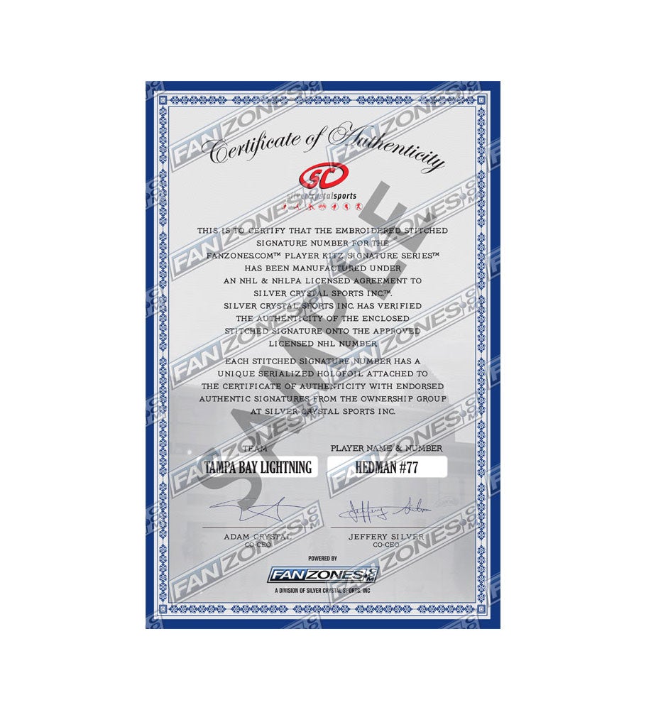 Victor Hedman #77 Player Kitz Signature Series Stitched Autograph