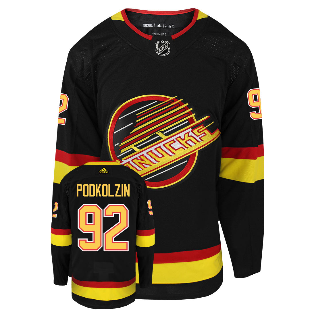 Vasily Podkolzin Vancouver Canucks Adidas Primegreen Authentic Third Alternate NHL Hockey Jersey - Front/Back View