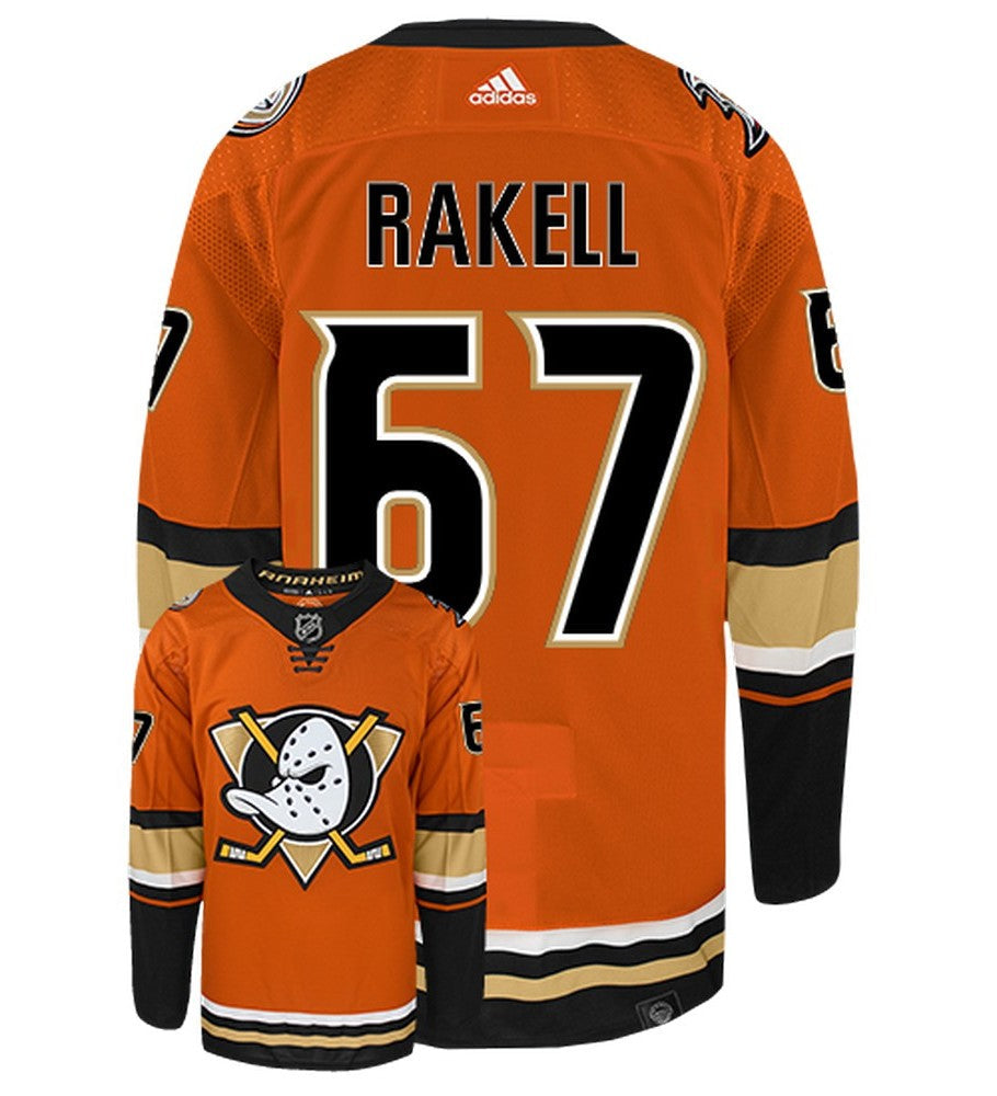 Rickard Rakell Anaheim Ducks Adidas Primegreen Authentic Alternate NHL Hockey Jersey - Back/Front View